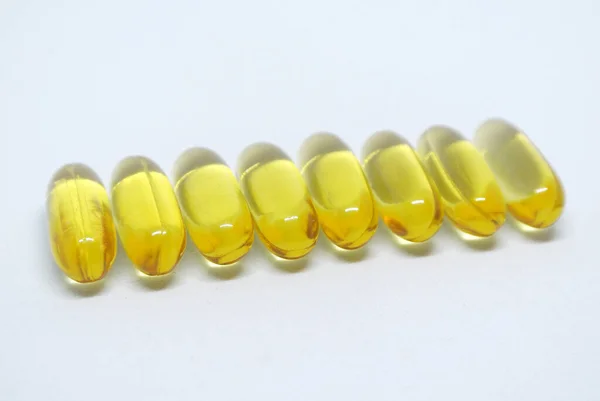 Fish Oil Capsules Isolated White Background — Stock Photo, Image