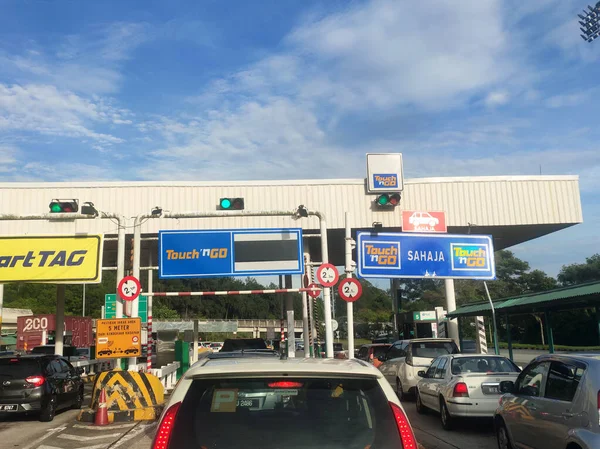 Seremban Malaysia August 2020 Vehicles Entering Highway Toll Canopy Malaysia — 图库照片