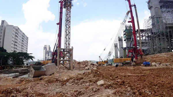 Kuala Lumpur Malaysia March 2020 Bore Pile Rig Machine Construction — стоковое фото