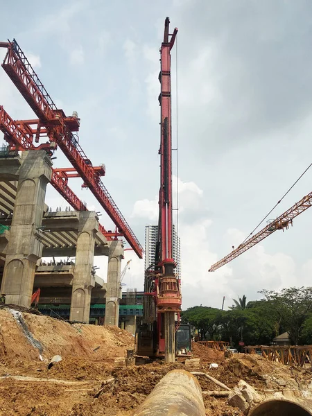 Kuala Lumpur Malaysia March 2020 Bore Pile Rig Machine Construction — Stock Photo, Image