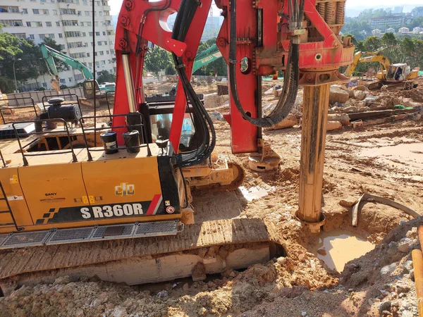 Kuala Lumpur Malaysia March 2020 Bore Pile Rig Machine Construction — Stock Photo, Image