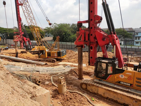 Kuala Lumpur Malaysia March 2020 Bore Pile Rig Machine Construction — Stock Photo, Image