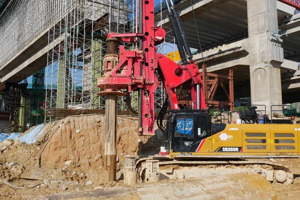 Kuala Lumpur Malaysia March 2020 Bore Pile Rig Machine Construction — Stock Photo, Image