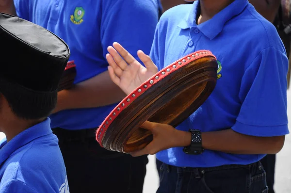 Kuala Lumpur Malaysia Maart 2019 Boy Speelt Kompang Tijdens Traditionele — Stockfoto