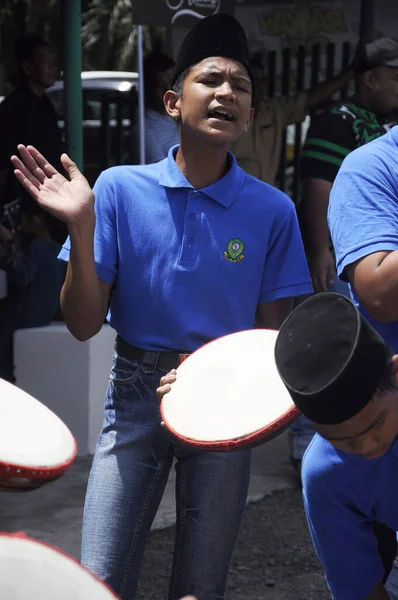 Kuala Lumpur Malaysia Maart 2019 Boy Speelt Kompang Tijdens Traditionele — Stockfoto