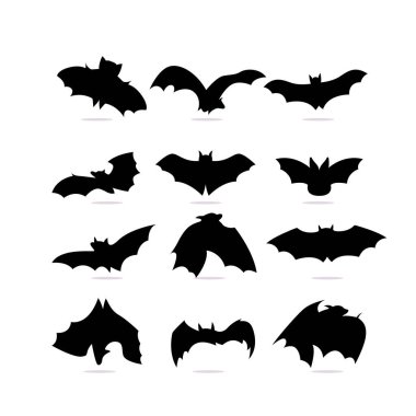 Yarasa siluetleri beyaz arkaplanda izole edildi