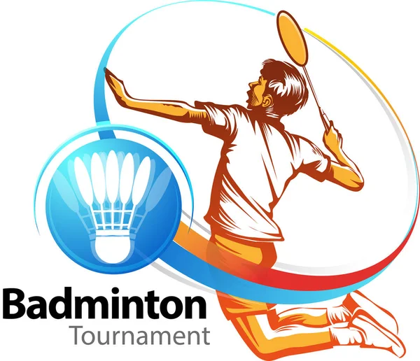 Vector Illustration Badminton Player Action Badminton Tournament Event Symbol Icon — Stock Vector