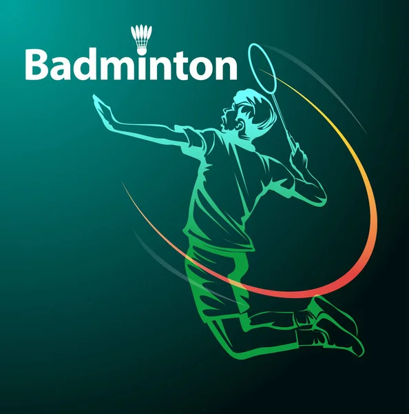 Vector Illustration Badminton Player Action Symbol Badminton Event — Stock Vector
