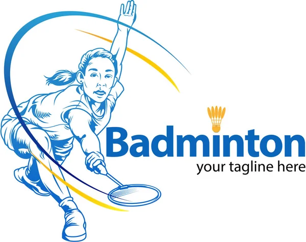 Vector Illustration Female Badminton Player Symbol Icon Tournament Event — Stock Vector