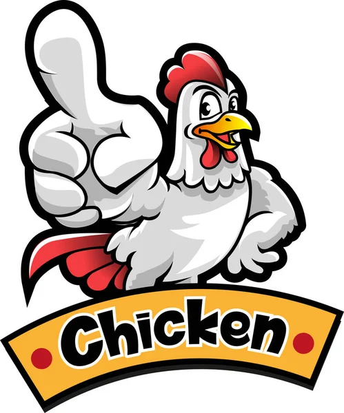 Vektor Illustration Hühnermaskottchen Für Ein Fast Food Restaurant Mit Gebratenem — Stockvektor