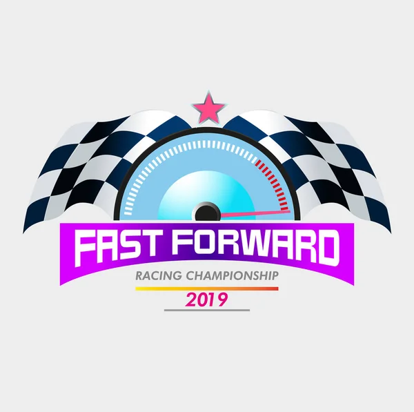Illustrazione Vettoriale Fast Forward Racing Championship Logo Event — Vettoriale Stock