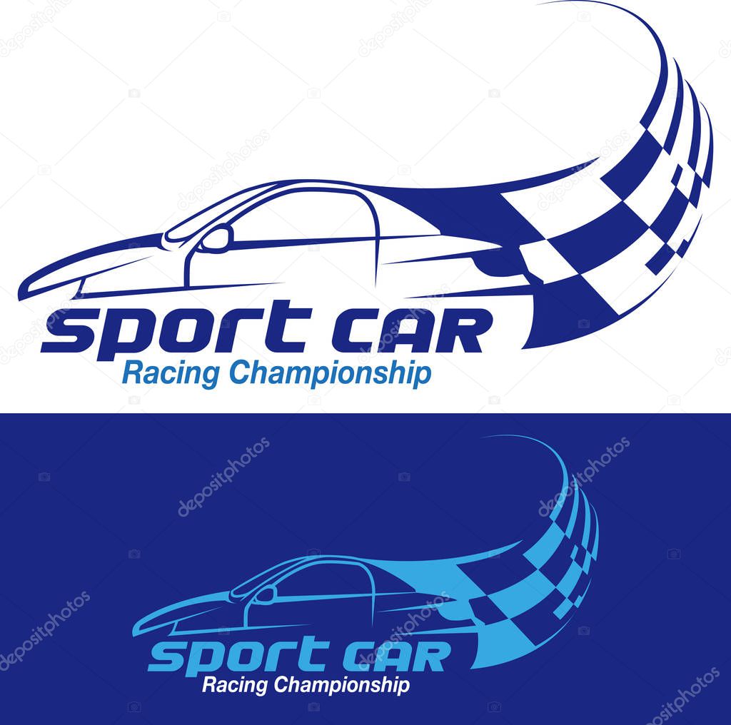 Vector illustration, sport car racing championship logo or symbol