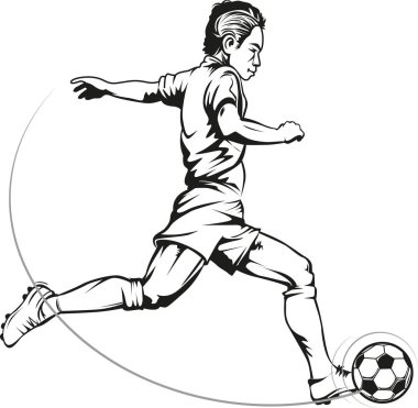 Vektör çizim, futbolcu eylem