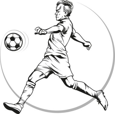 İllüstrasyon vektör, futbol ya da futbol oyuncu eylem kroki