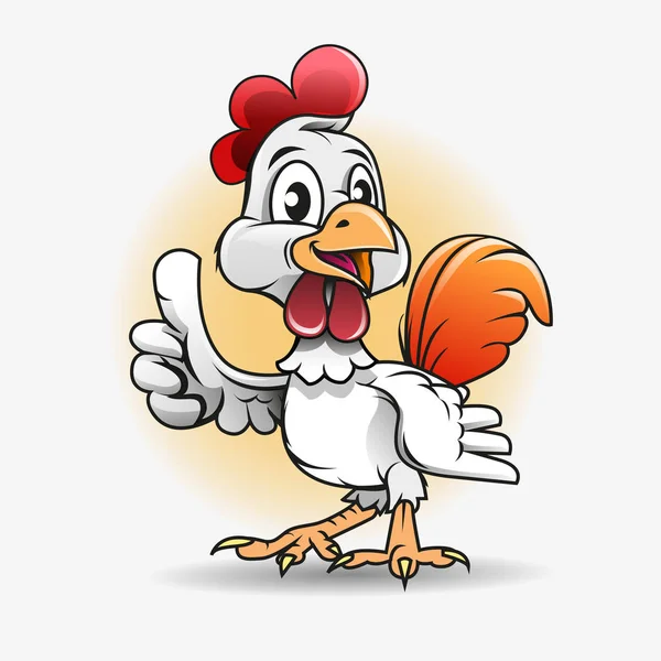 Vector Εικονογράφηση Χαριτωμένο Ένα Κοτόπουλο Που Δείχνει Ένα Αντίχειρες Μασκότ — Διανυσματικό Αρχείο