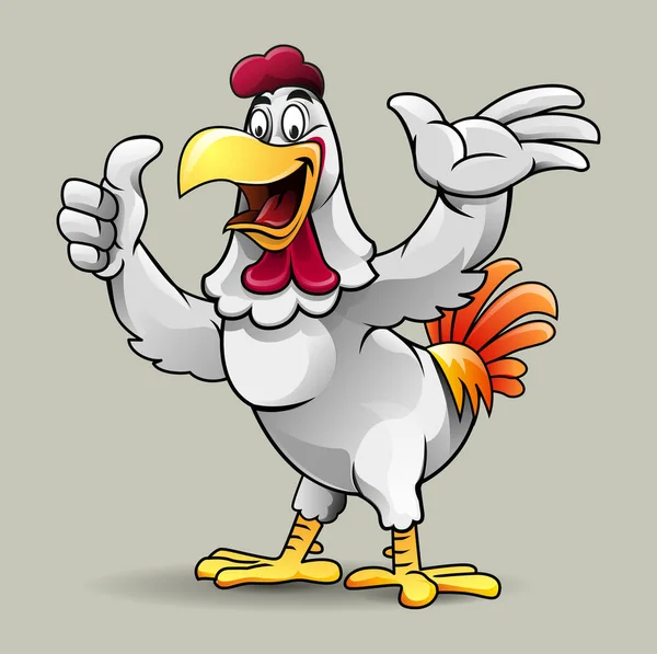 Ilustración Vectorial Lindo Pollo Mostrando Pulgar Hacia Arriba Para Restaurante — Archivo Imágenes Vectoriales