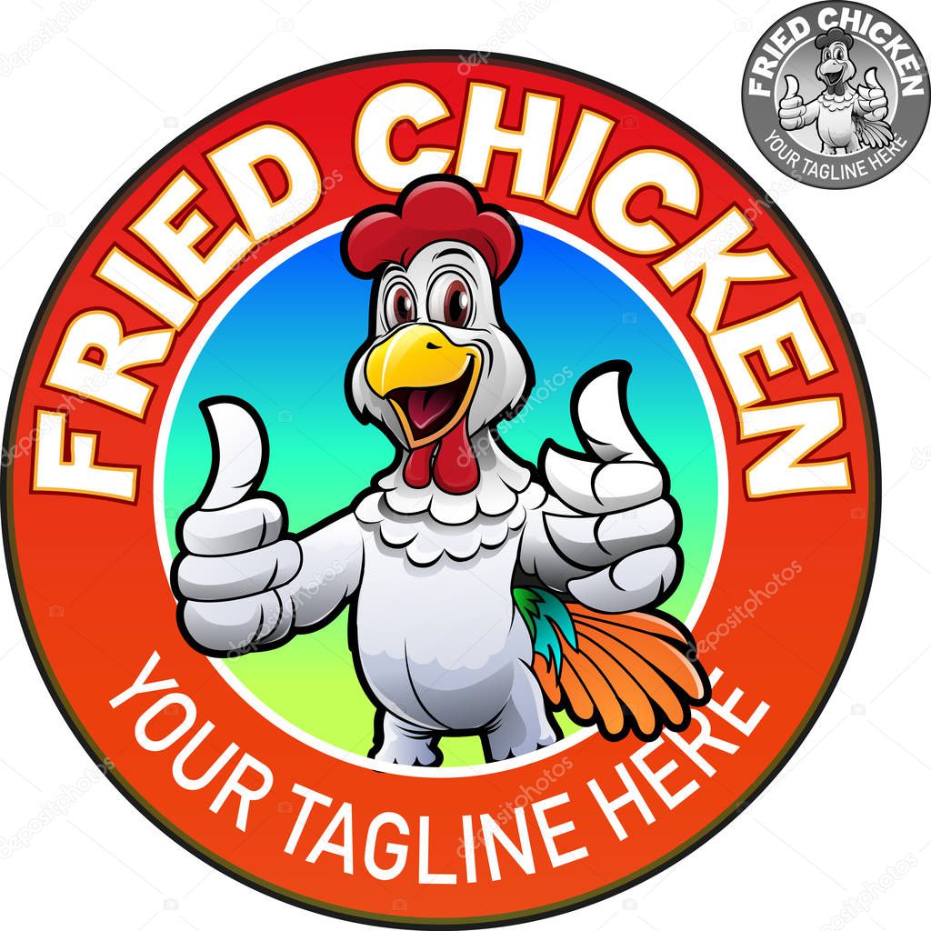 Vector illustration, cute a chicken showing a thumbs up for fried chicken restaurant.