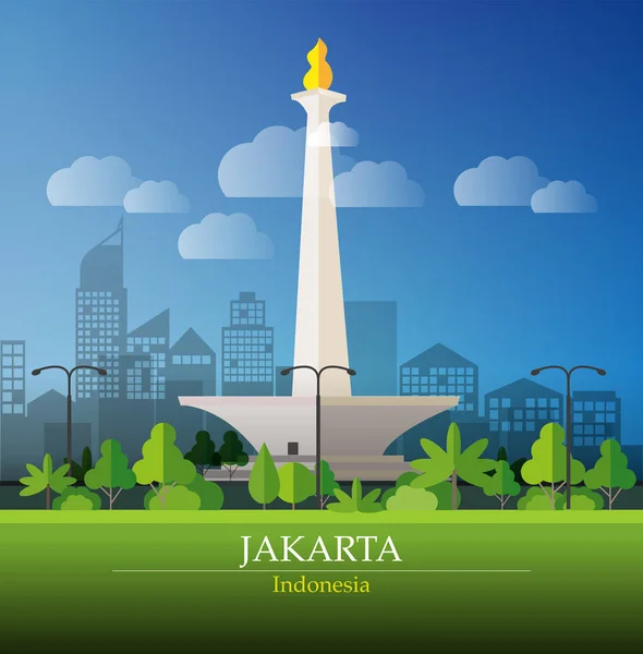 Vektör Çizim Jakarta Sermaye City Endonezya — Stok Vektör