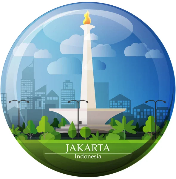 Vektör Çizim Jakarta Sermaye City Endonezya — Stok Vektör
