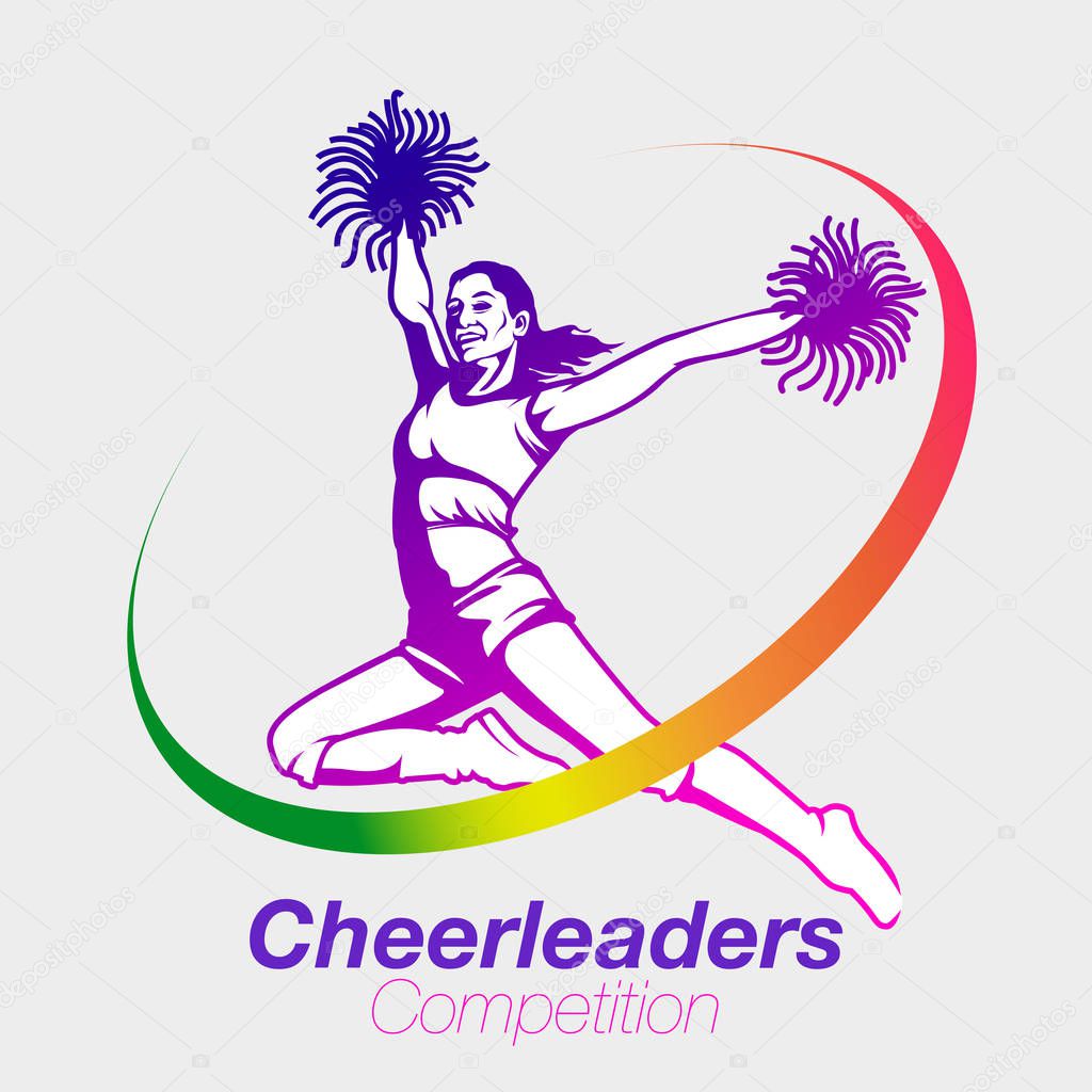 Vector abstract, cheerleaders competition logo event.