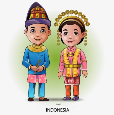Vektör illüstrasyon, Aceh geleneksel giyim veya kostüm.