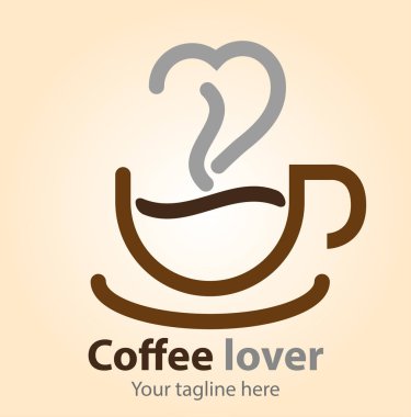 Vektör soyut, iş kafe ve restoran logosu için kahve sevgilisi sembolü.
