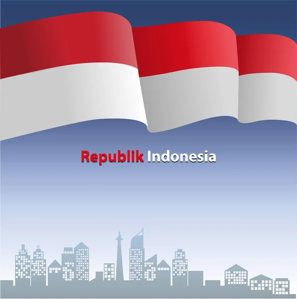 Ilustración Vectorial Bandera Indonesia Roja Blanca — Archivo Imágenes Vectoriales