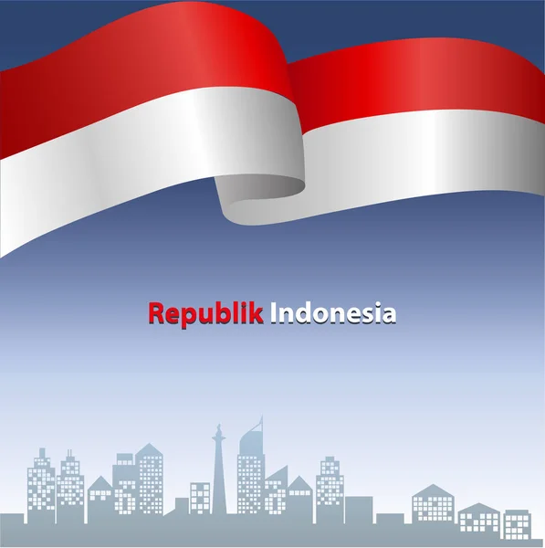 Illustrazione Vettoriale Bandiera Indonesiana Rossa Bianca — Vettoriale Stock