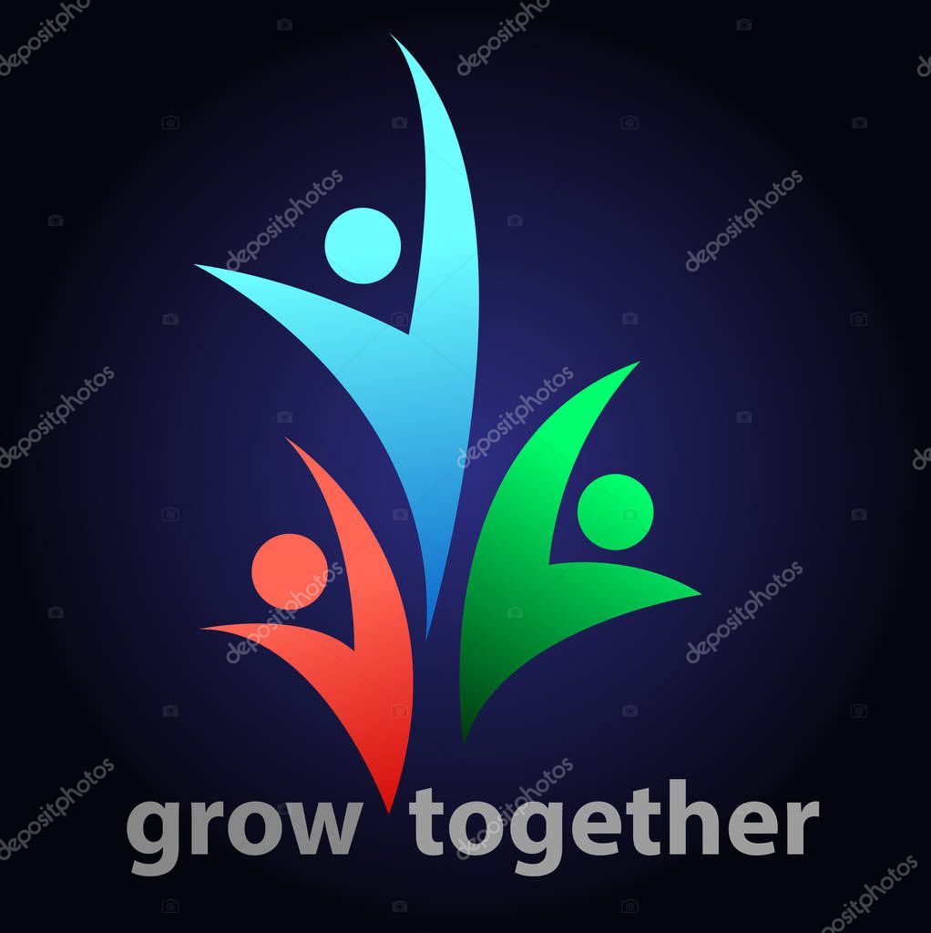 Vector abstract, grow together symbol or icon