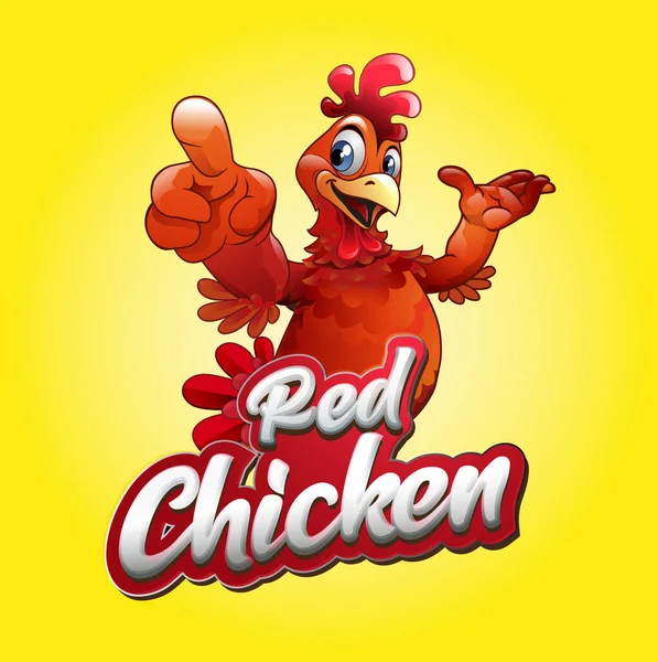 ベクトルイラスト 赤い鶏のシンボルやマスコットとして何かを示す — ストックベクタ