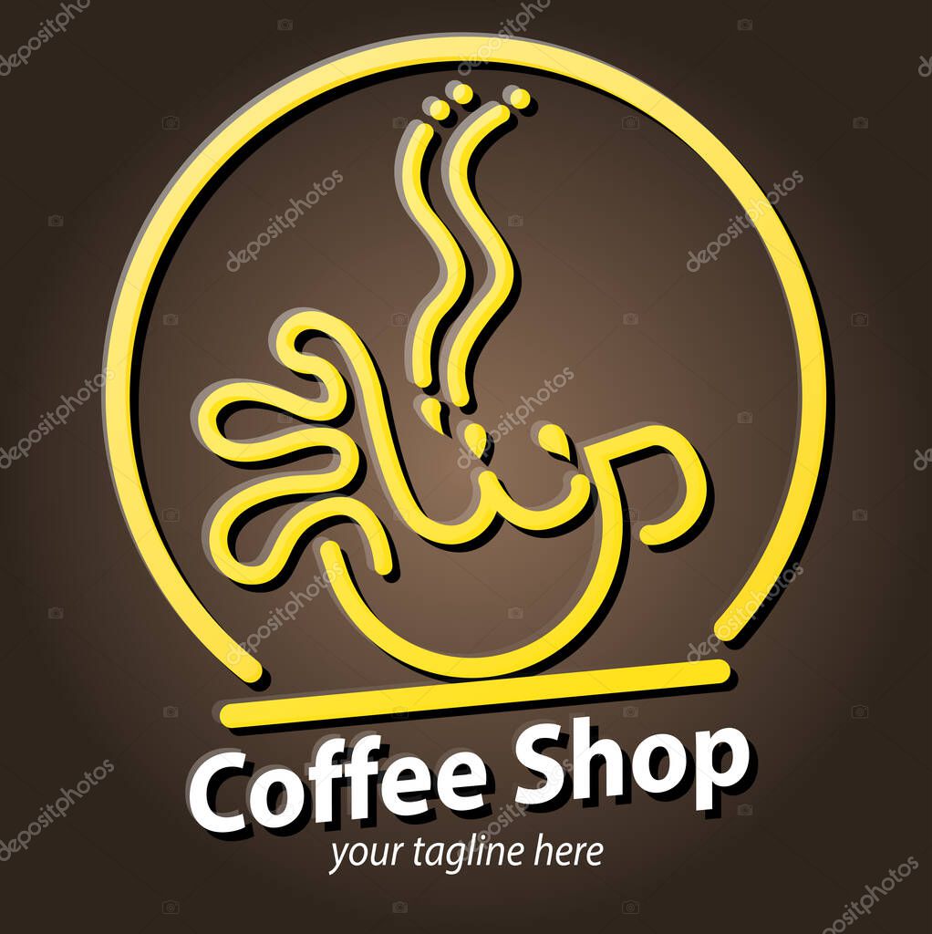 Vector abstract, Coffee Shop sign symbol.