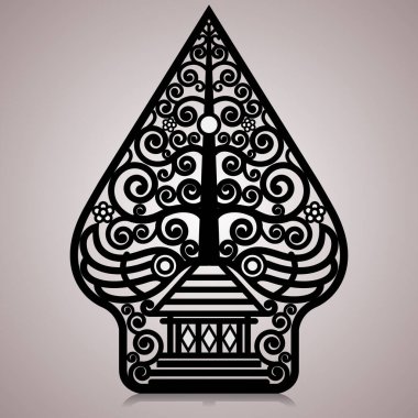 Vektör çizimi, modifiye edilmiş wayang gunungan ya da yaşam ağacı.
