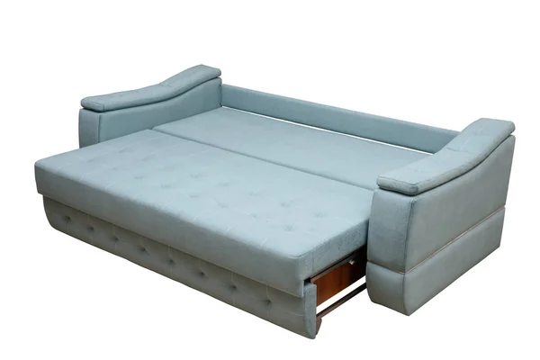 Nowoczesna niebieska sofa na białym tle — Zdjęcie stockowe