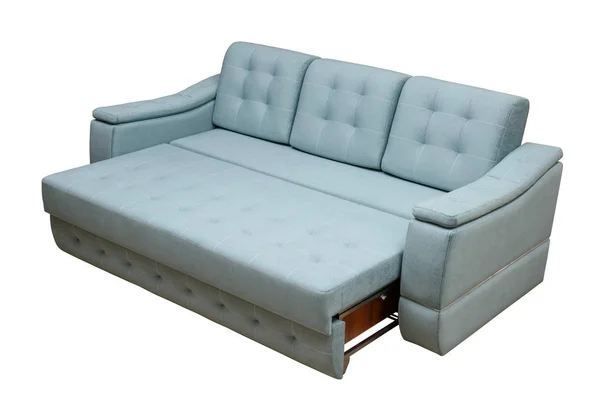 Modern mavi Sofa izole beyaz arka plan — Stok fotoğraf