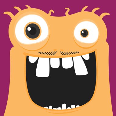 Orange funky canavar karakteri. Funk canavar koleksiyonundan vektör mutlu canavar çizimi..