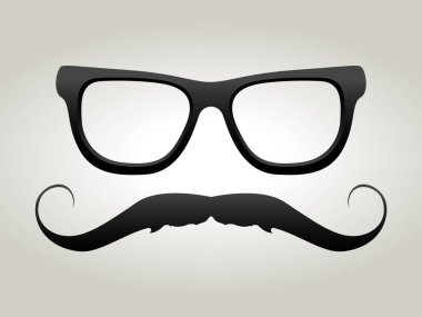 Gözlüklü siyah bıyıklı vektör..