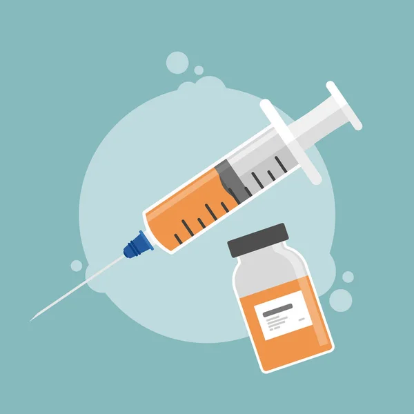 Injection Vectorielle Avec Flacon Vaccin Illustration Seringue Flacon Vaccin Avec — Image vectorielle