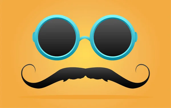 Circle Sunglasses Curved Mustache Vector Illustration Mustache Glasses Collection — Stock Vector