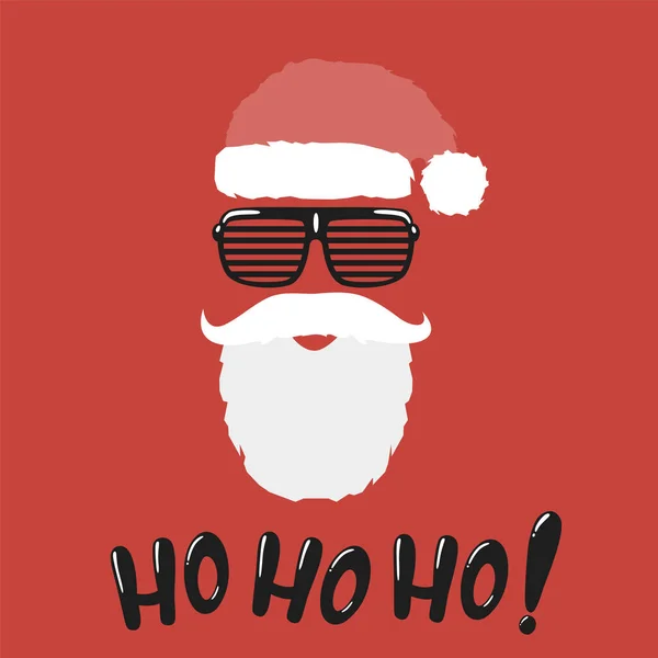 Noel Baba şapkası ve sakalı. Hohoho mesajı. Noel koleksiyonundan Vector Hohoho ifadesi..