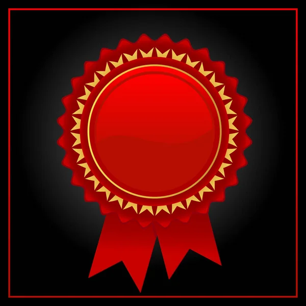 Badge Premio Rosso Vettoriale Con Disegno Lucido Illustrazione Starburst Rosso — Vettoriale Stock