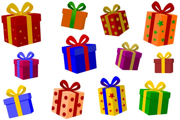 Fiyonklu hediye kutuları. Vektör grafiği