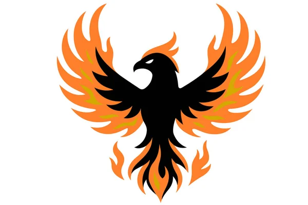 Kanatları açık ateşli bir Anka kuşunun minimalist bir grafiği.