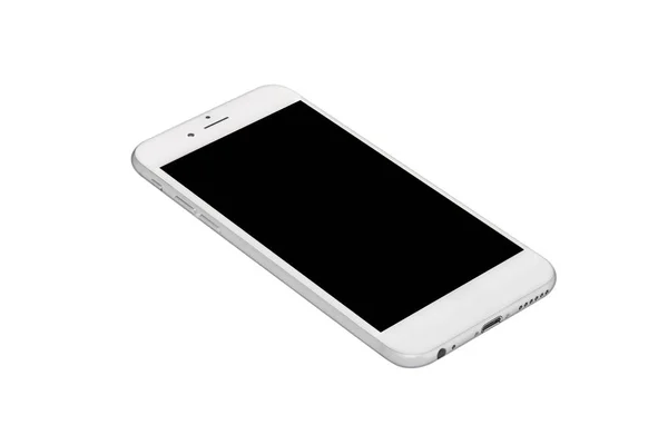 Smartfon, szary kolor z pustym ekranem dotykowym na białym tle — Zdjęcie stockowe
