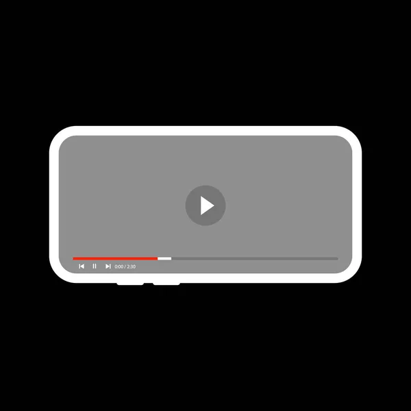 Mobilny interfejs odtwarzacza wideo. Youtube Phone Video Player płaski interfejs. Smartfon Video Player na czarnym tle — Zdjęcie stockowe