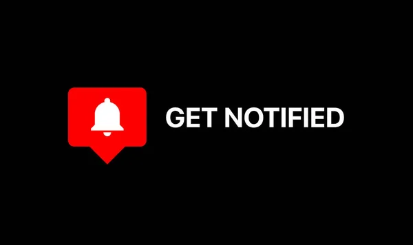 Youtube Get Notified Reaction. Subscribe Button. Youtube Lower Third. Youtube Bell Icon. Vector Illustration On Black Background — Stock Vector