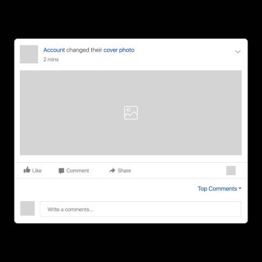 Facebook Kapağı Değişim Arayüzü. Facebook Arayüzü. Beyaz arkaplanda izole edilmiş düz simgelerle sosyal ağ arayüzü çerçevesi. Fotoğraf çerçevesi Mockup