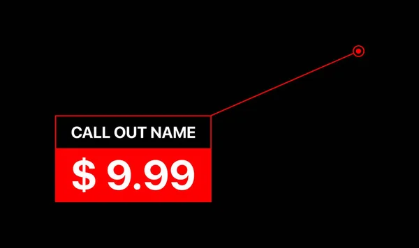 Price Callout. Título de la convocatoria. Textbox. Llamada de golpe digital sobre fondo negro — Vector de stock