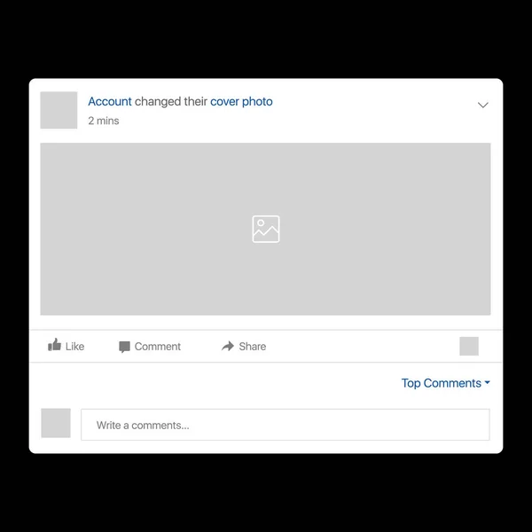 Interfaz de cambio de portada de Facebook. Interfaz de Facebook. Marco de interfaz de red social con iconos planos aislados sobre fondo blanco. Marco de fotos Mockup — Vector de stock