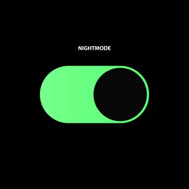 Gece Kipi Yeşil Düğmesi. Karanlık Tema Kaydırma Düğmesi. UI. Siyah Arkaplanda Vektör Resimleri