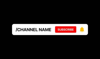 Youtube Üyeliği Üçüncü Aşama. Abone Düğmesi. Siyah arka plandaki videonuz için sosyal medya afişi. Vektör İllüstrasyonu